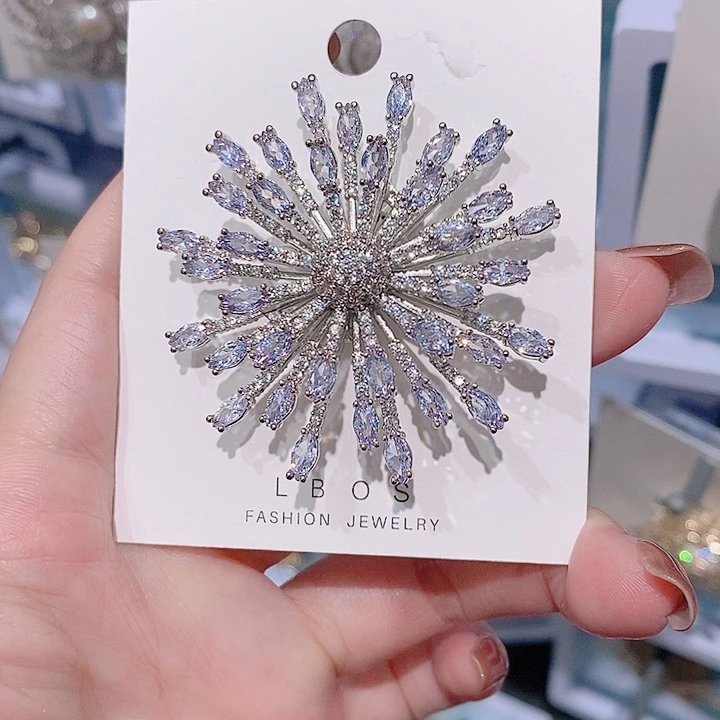 锆石铜合金烟花胸针 紫色