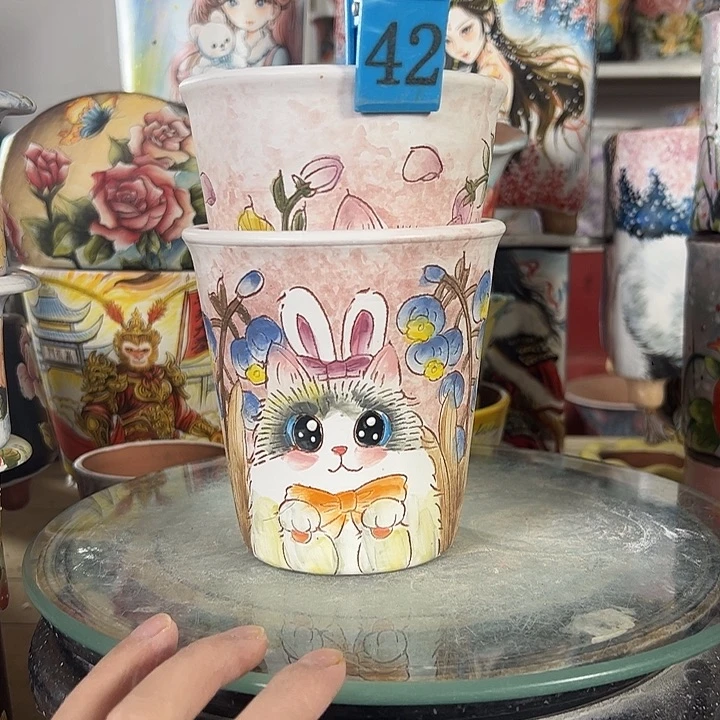 梦***肉景德镇市手绘花盆性价比超级无敌高