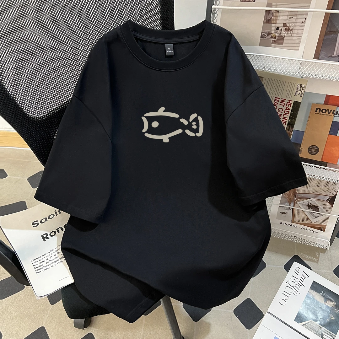 高级感男装重磅纯棉夏季新款短袖男宽松型T恤美式小众百搭宽松