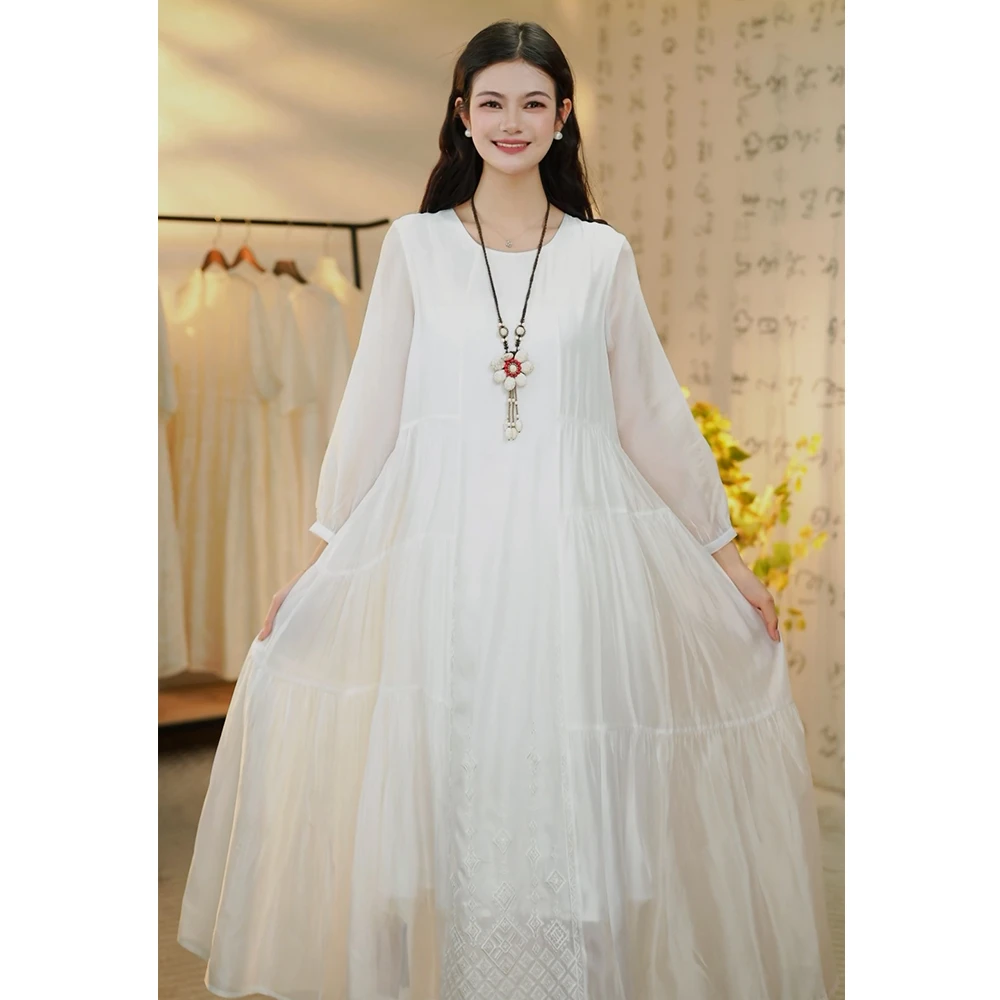 【晴雨原创】PL82025-重工刺绣新中式高定复古禅意连衣裙