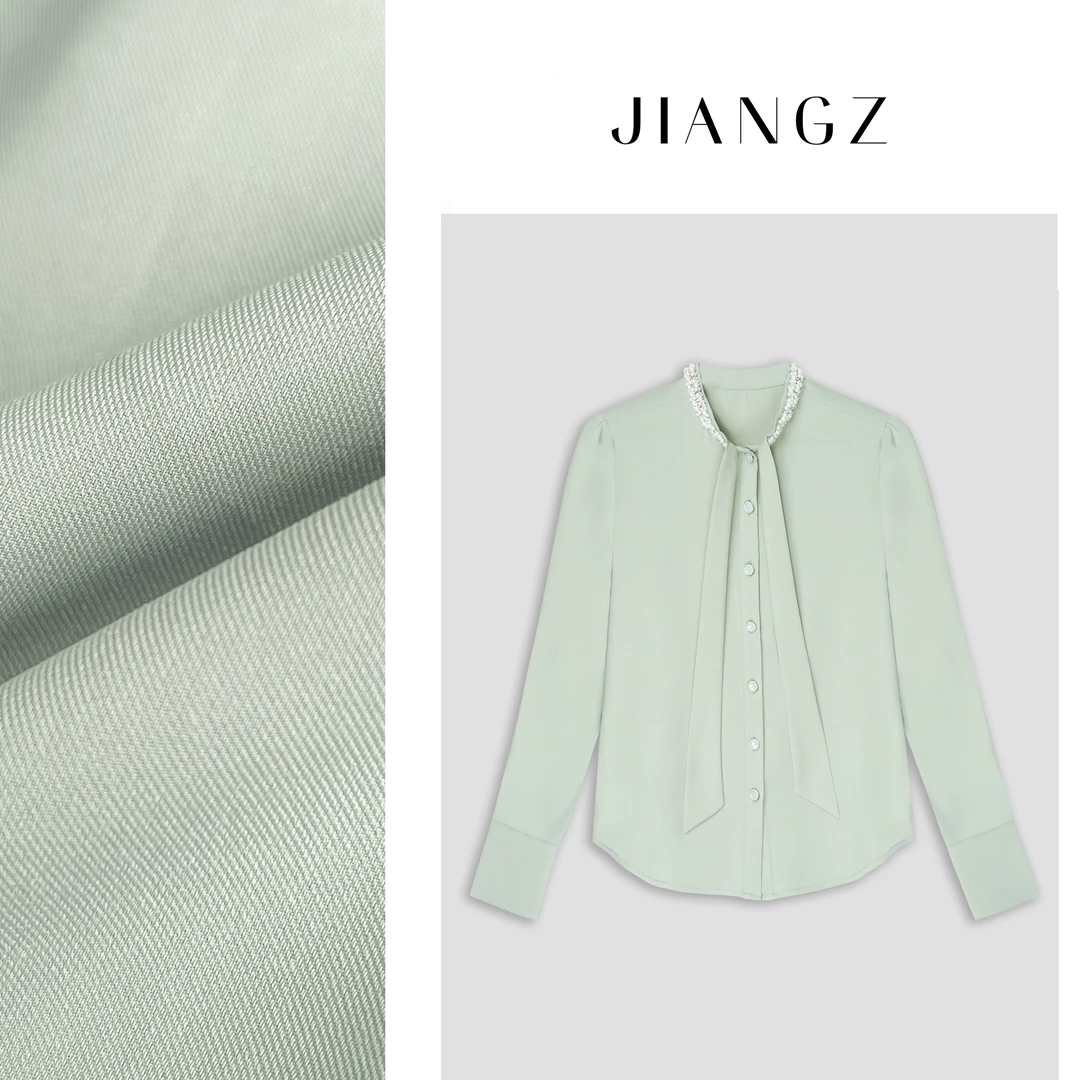 【春日物语】轻奢气质感春季新款钉珠飘带衬衫 25CJX1001