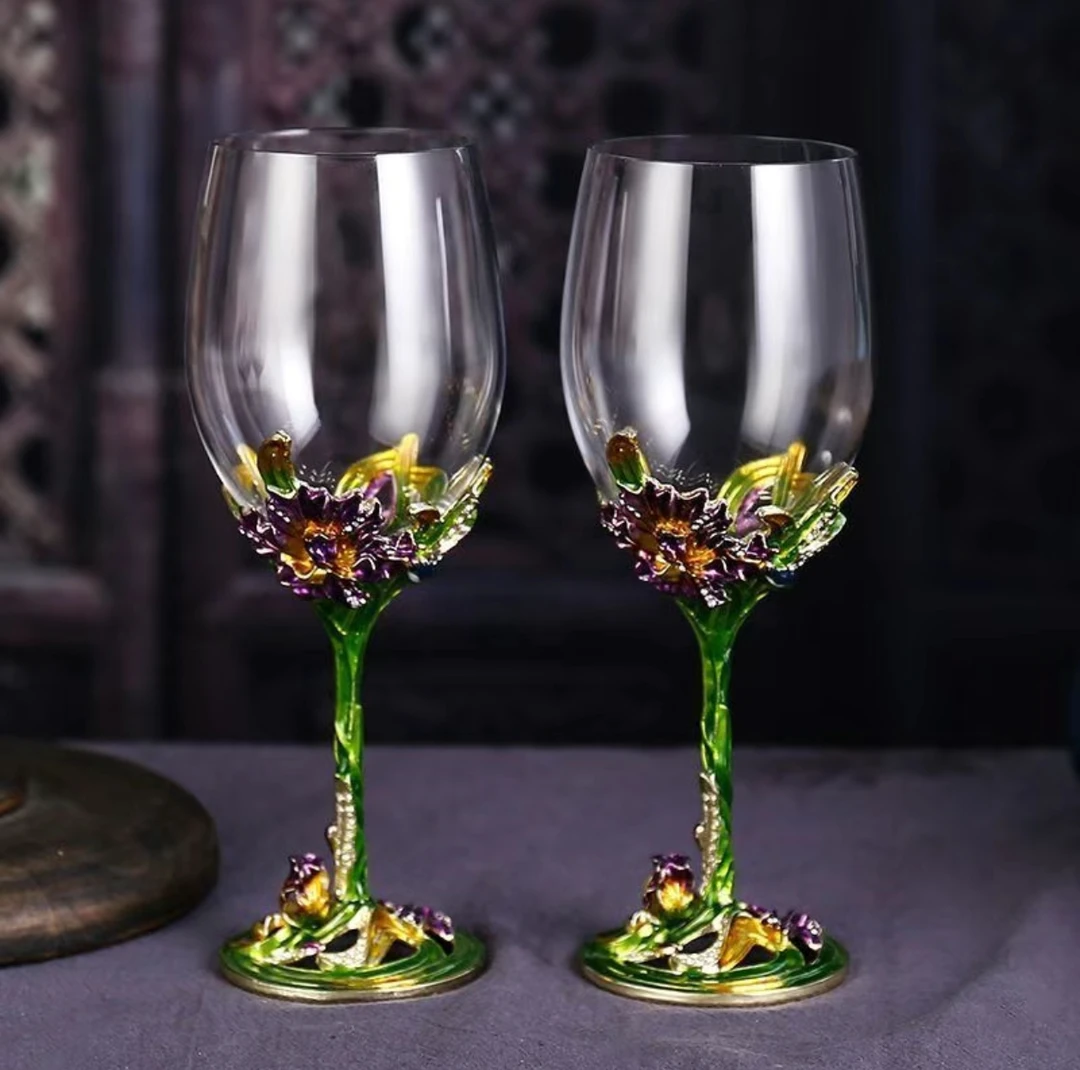 欧式高档家用个性严选创意手工珐琅彩高脚杯（拍一发二）