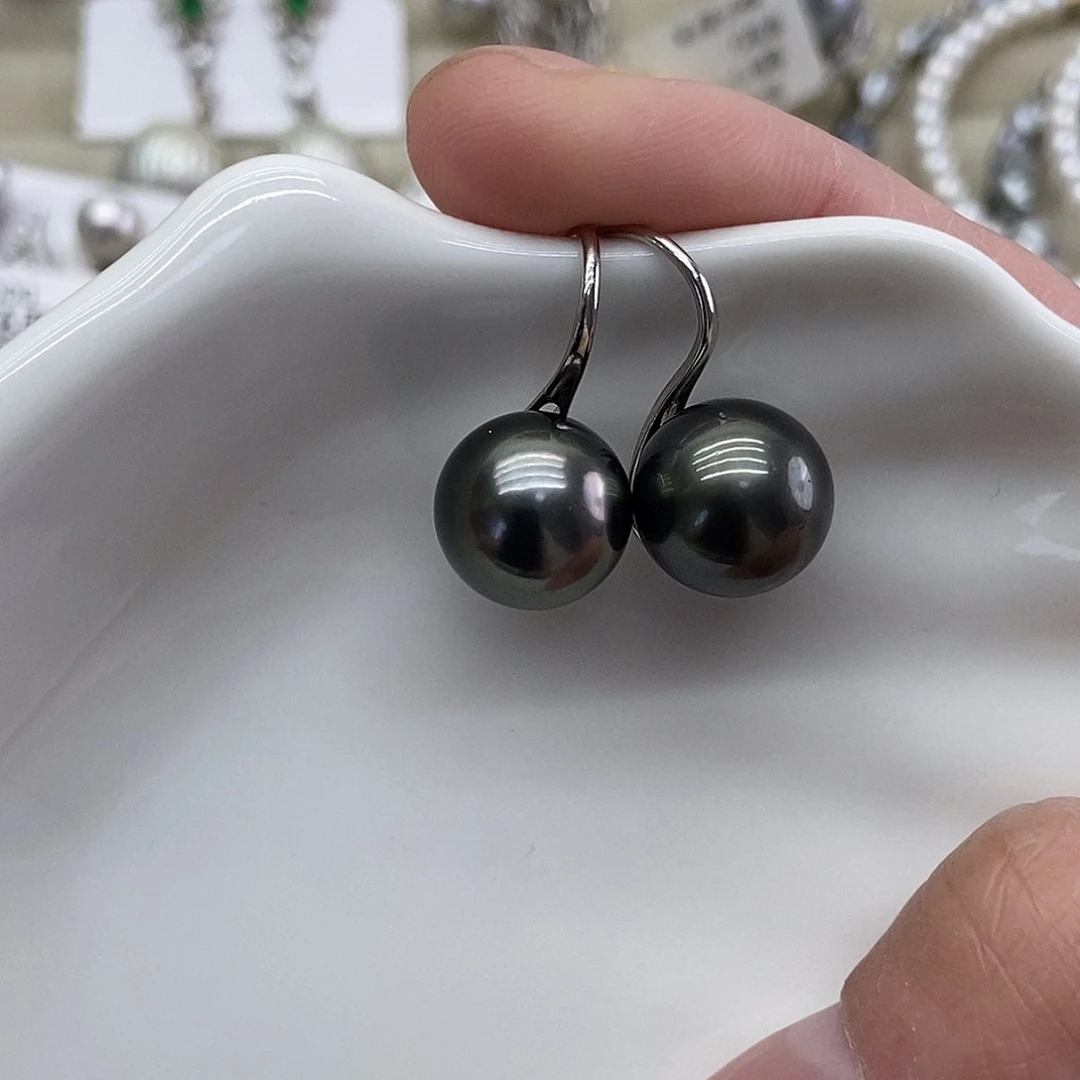 银S925镶嵌耳饰海水珍珠