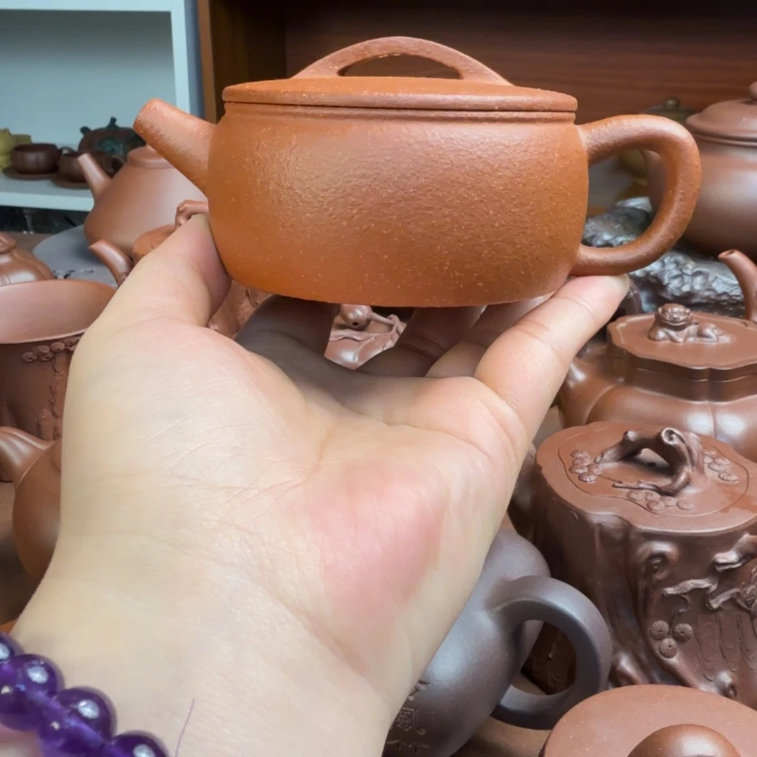 茶壶紫砂半手工粗纱红降坡