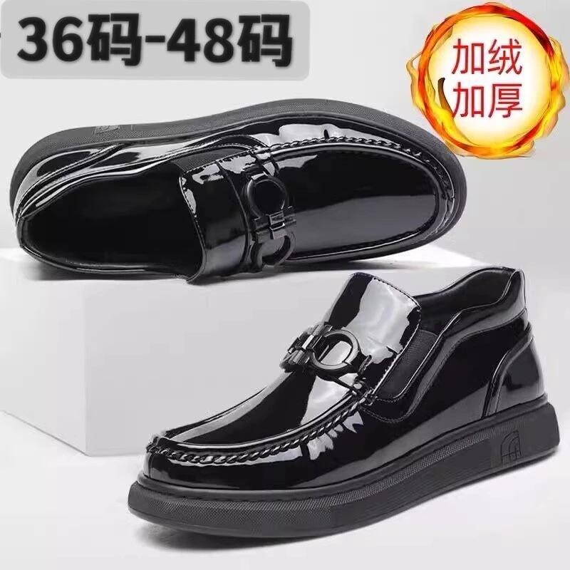 AMI DRAJK秋冬正品漆皮加绒保暖大码男鞋韩版亮皮潮鞋高帮商务套