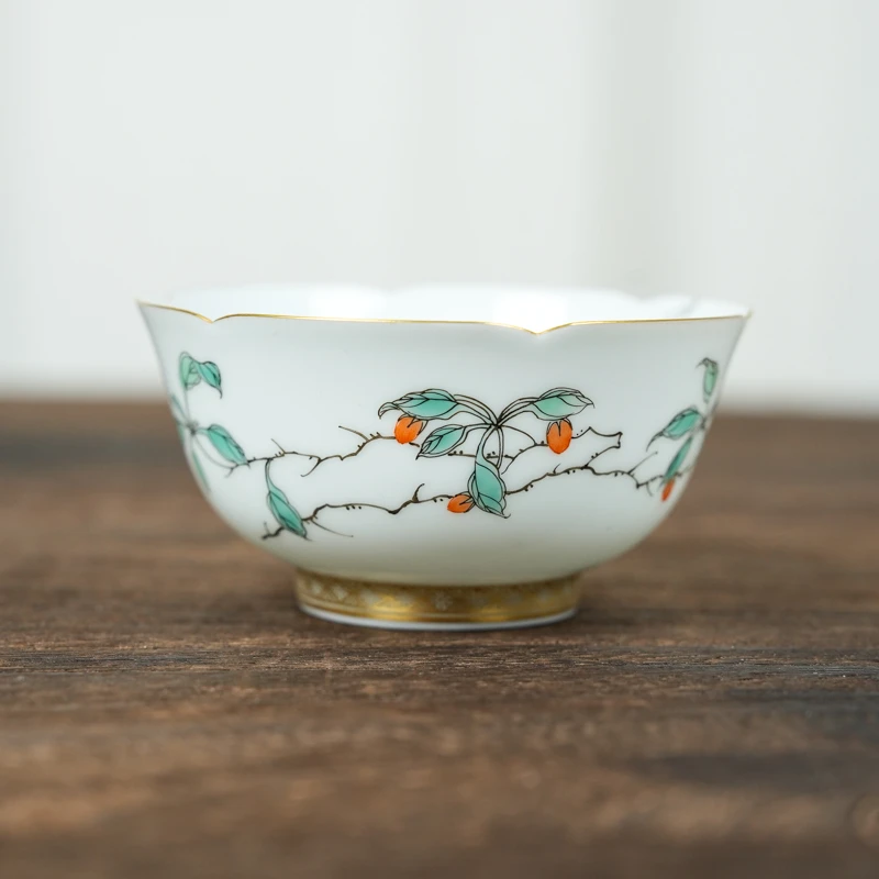 【墨舍名窑】徐窑枸杞葵口过枝杯(大) xuyao20