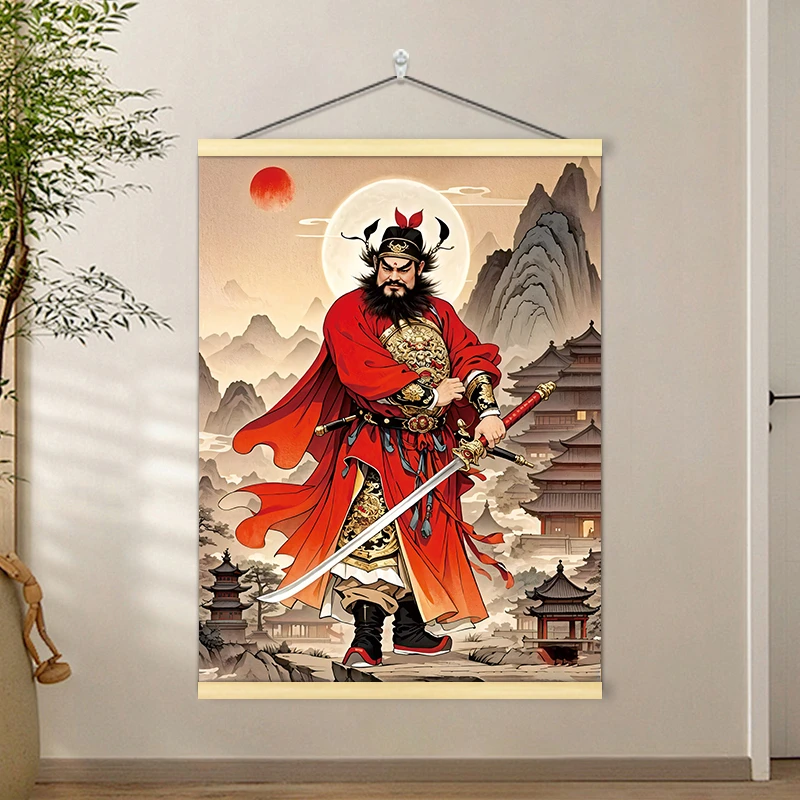 钟馗人物画像挂画房梁玄关大堂客厅墙面装饰画海报墙贴画纸