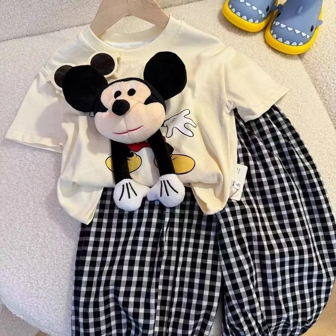 男童夏装卡通立体公仔哈伦裤两件套2025新款小童洋气可爱运动套装