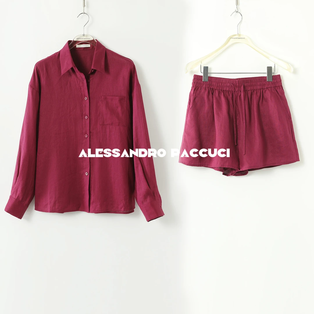 AP洛哥42063HC/42124KD【波子汽水】亚麻长袖衬衫/休闲短裤2024夏