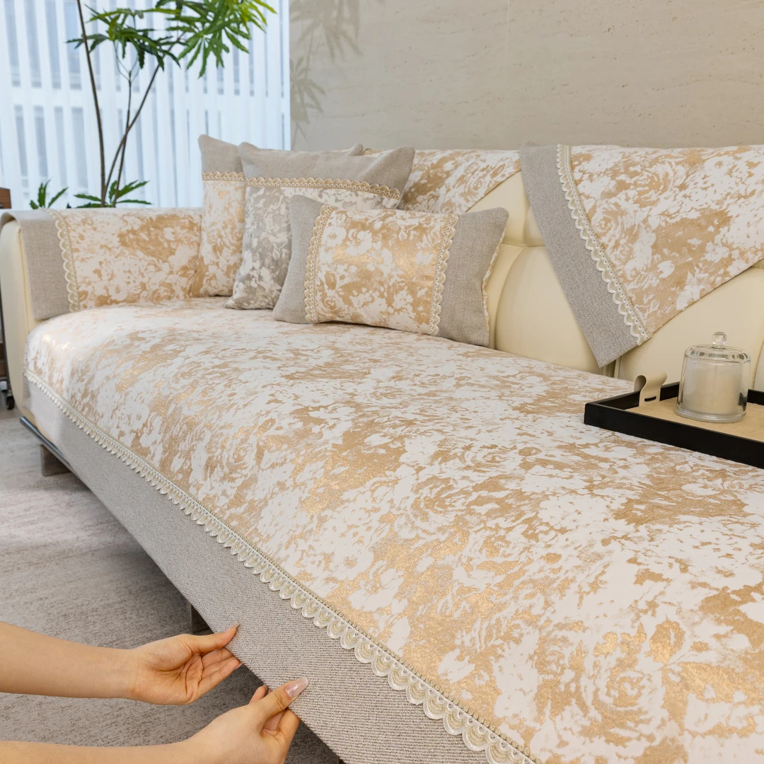 唯蒂妮【黛拉款】法式奶油风沙发垫高级感雪尼尔直排沙发防滑坐垫