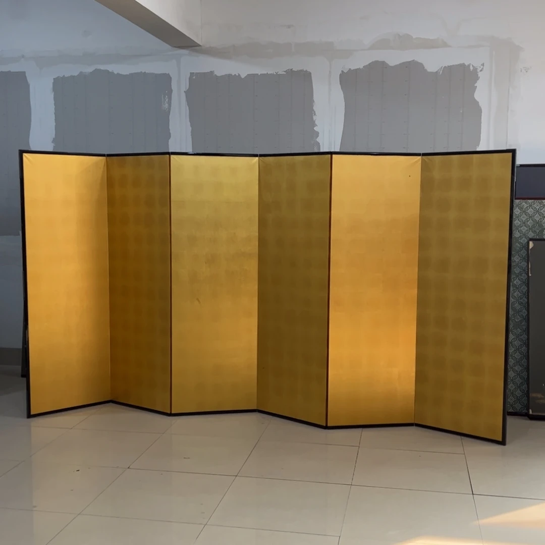 绘画金箔屏风框画茶空间设计