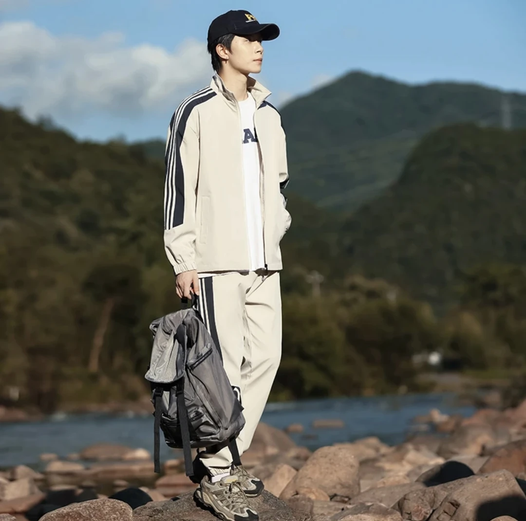 运动情侣立领套装休闲百搭三防长袖套装外套