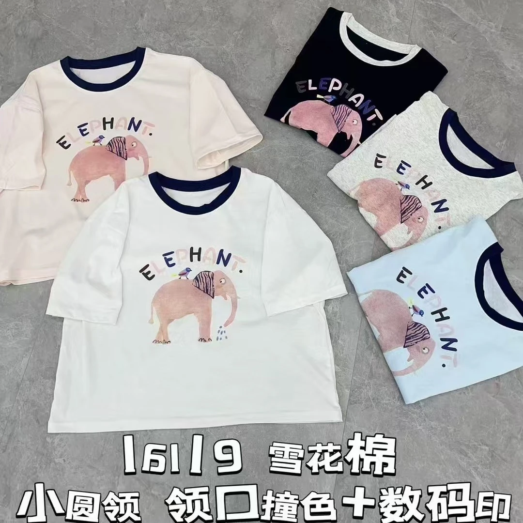 圆领常规印花短袖字母T
