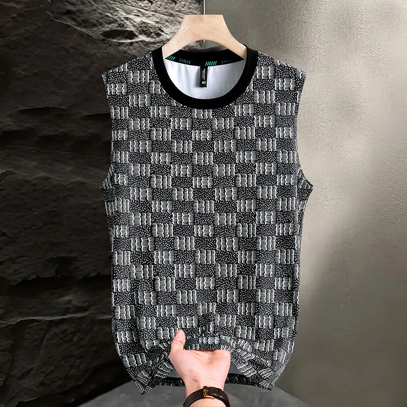 夏季男士背心青年潮流t桖休闲冰丝凉感薄款透气速干百搭T桖男背心