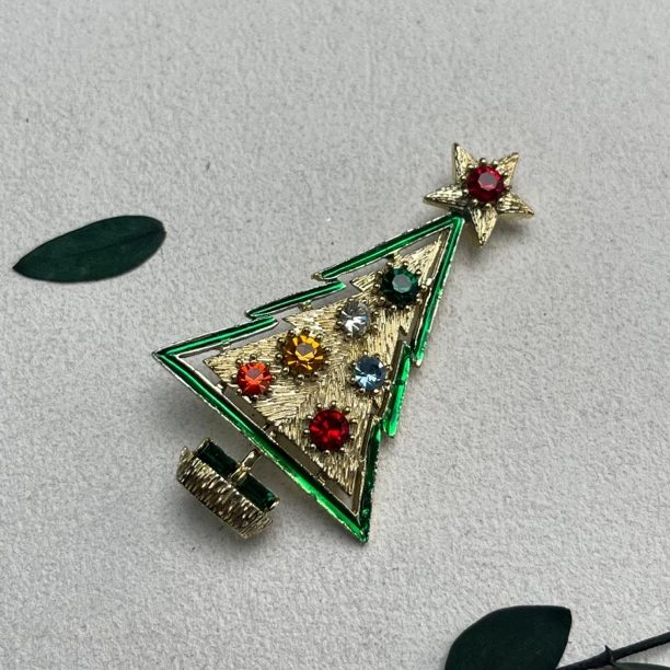 铜合金合成锆石胸针 【六六中古】孤品复古胸针th8670