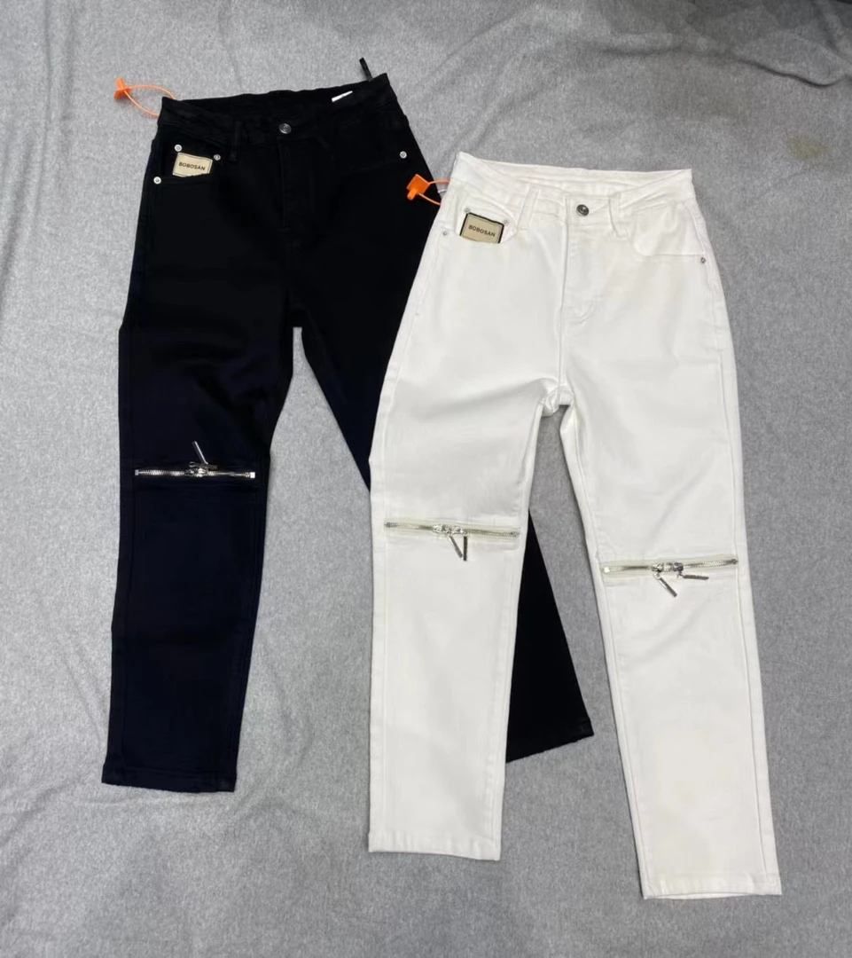 时尚设计款拉链牛仔裤