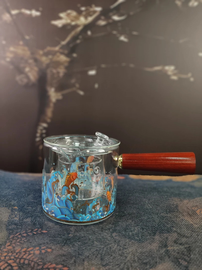 G1346-鱼跃四海玻璃侧把壶KSDBL