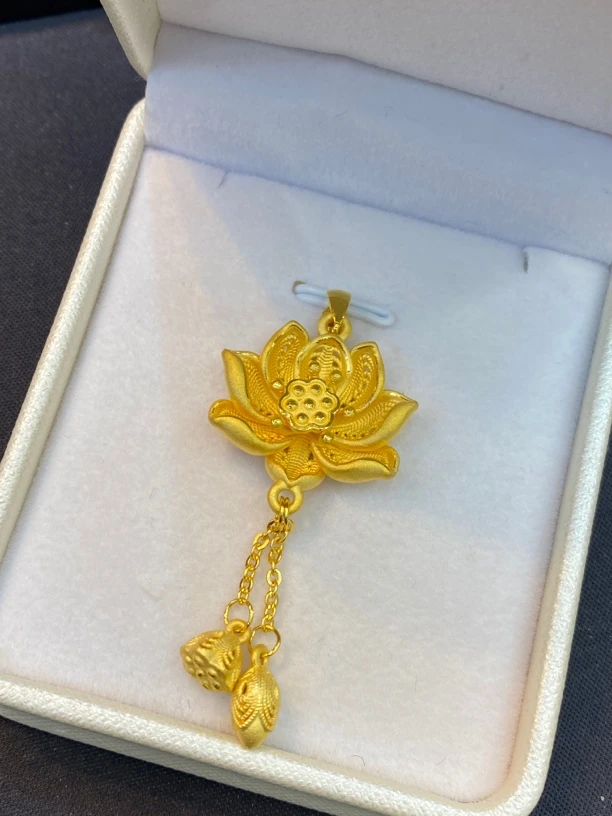 足金999莲花吊坠