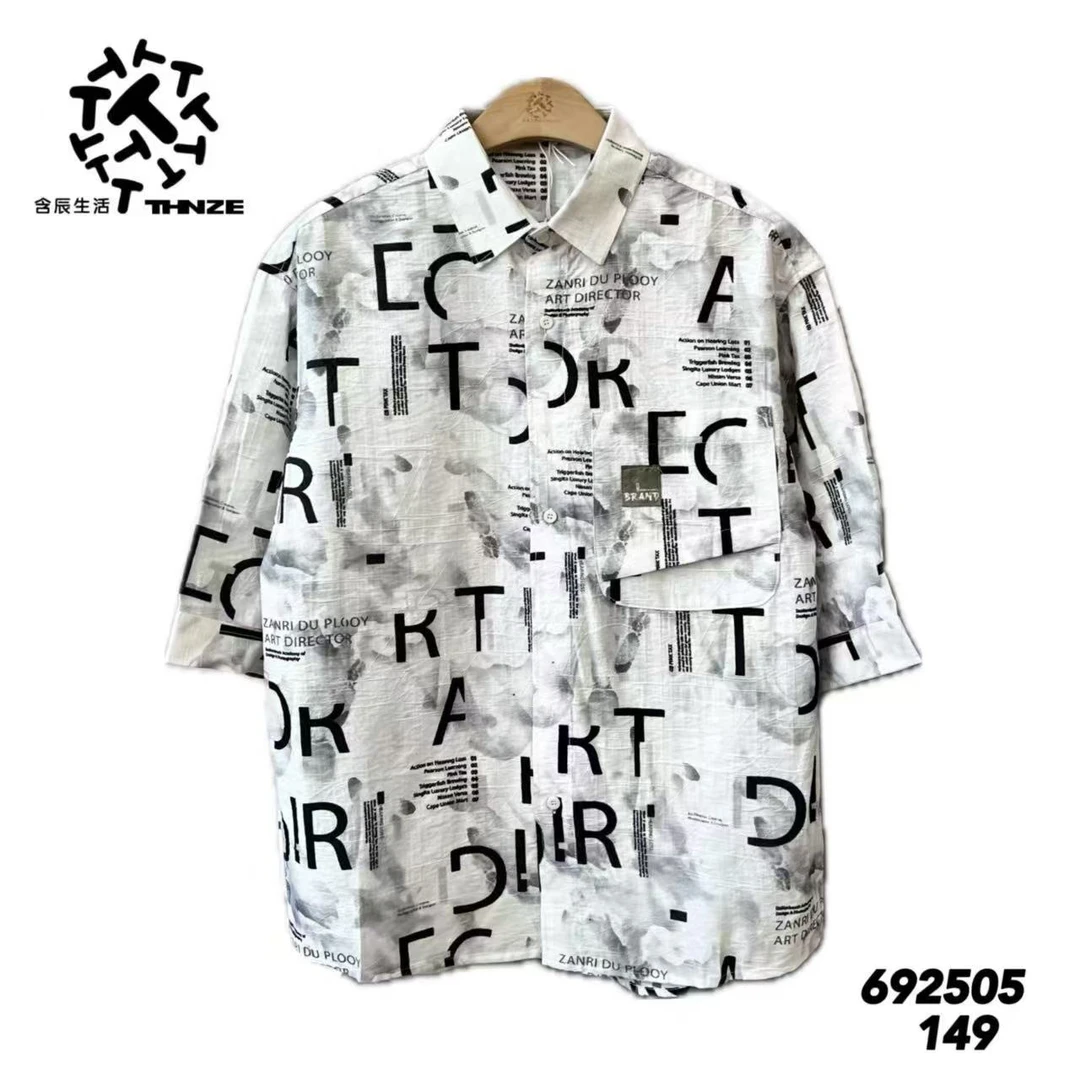 含辰生活潮流时尚字母印花时尚中袖衬衫692505