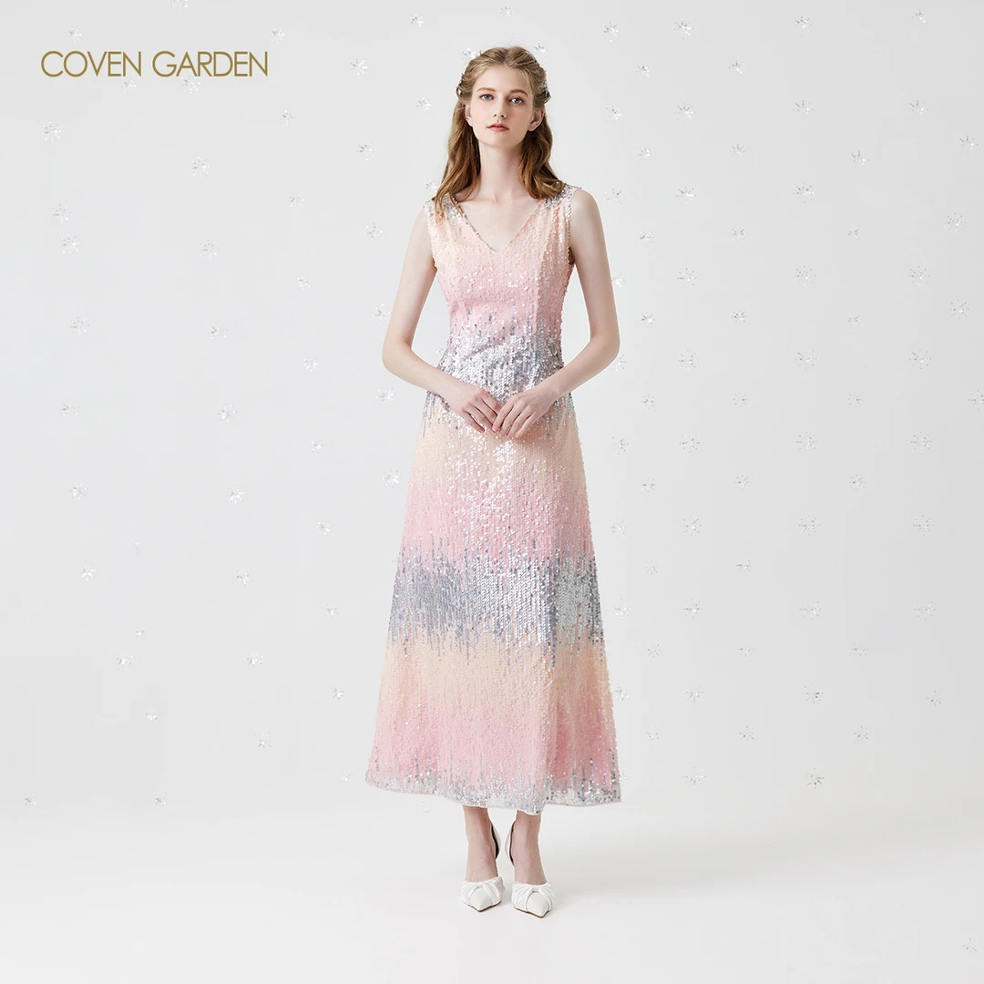 【哥文花园】渐变珠片背心连衣裙CSA1081060