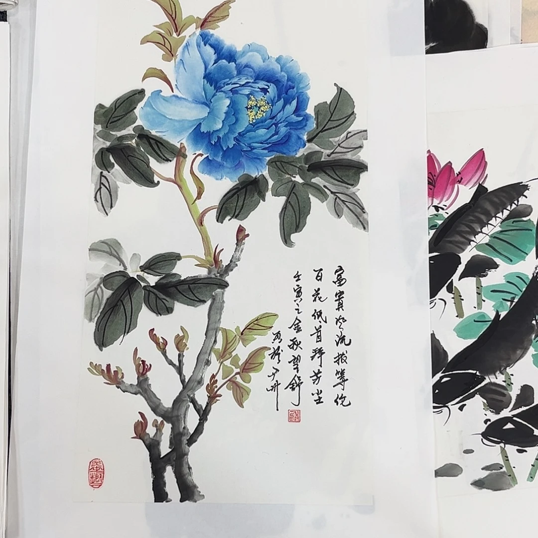 国画望舒老师四尺四开花鸟奇