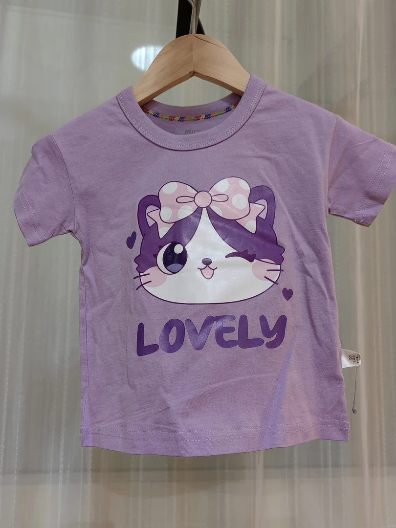 女卡通短袖休闲夏季百搭T恤吸汗卡通印花童装紫色