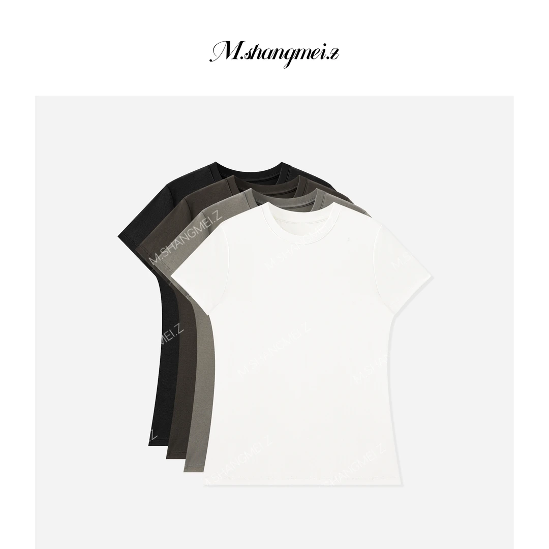 M.SHANGMEI.Z/沐熙【万搭神器】美大哥气质圆领B字母T恤X08AT1007