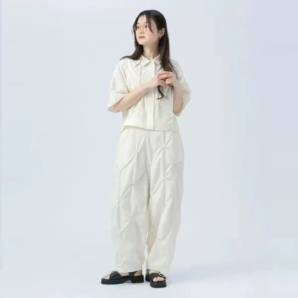 夏日轻薄捏褶设计感速干休闲裤（25050602）抖音商城爆款好物