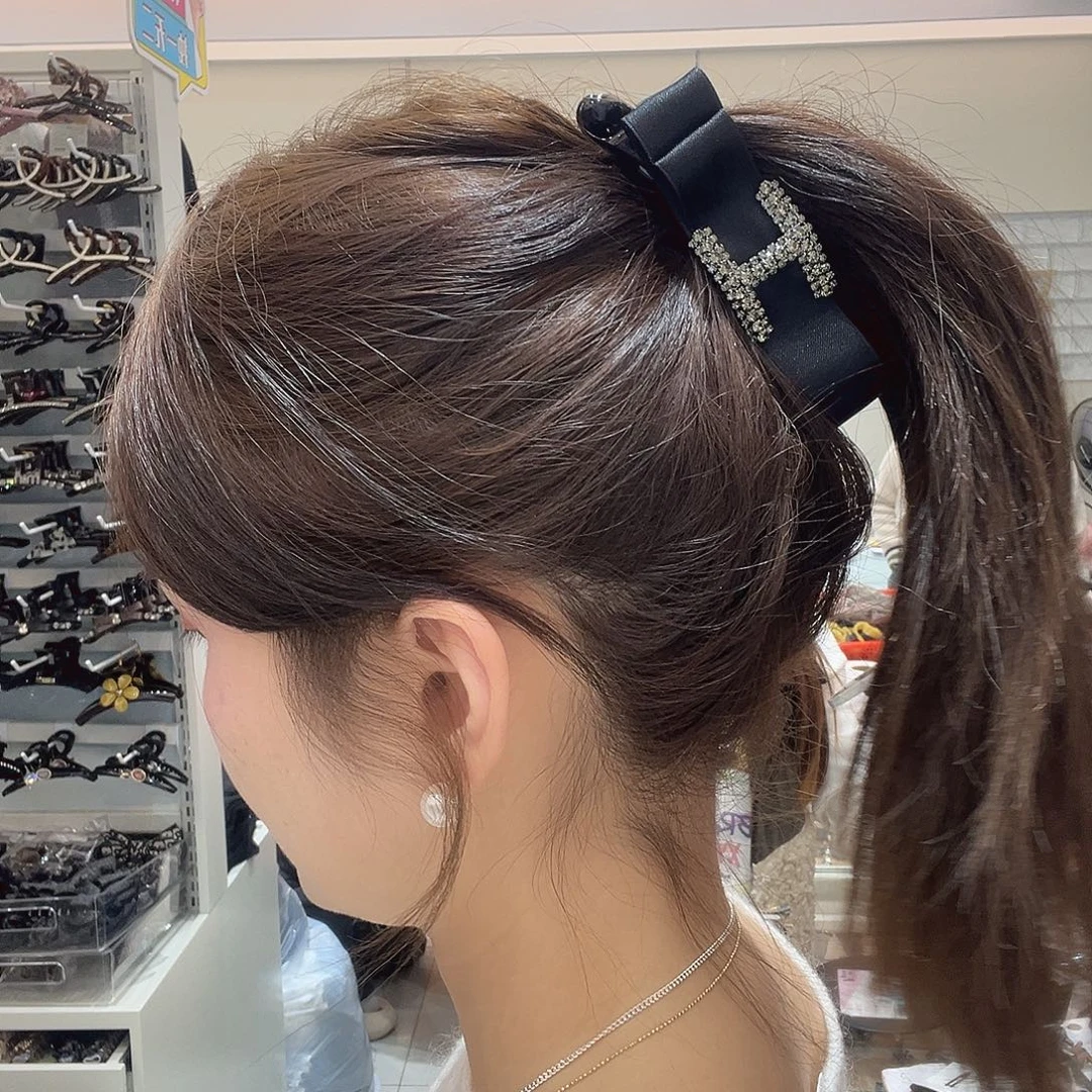 布艺非金属H钻蝴蝶结香蕉夹