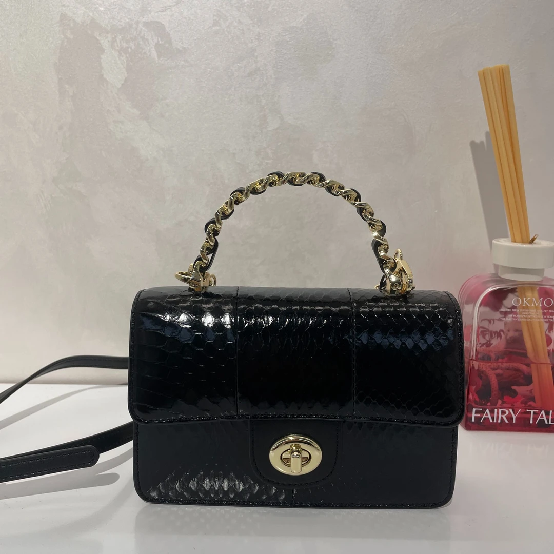 2025新款高端定制蛇皮小香风手提斜挎时尚大气女包