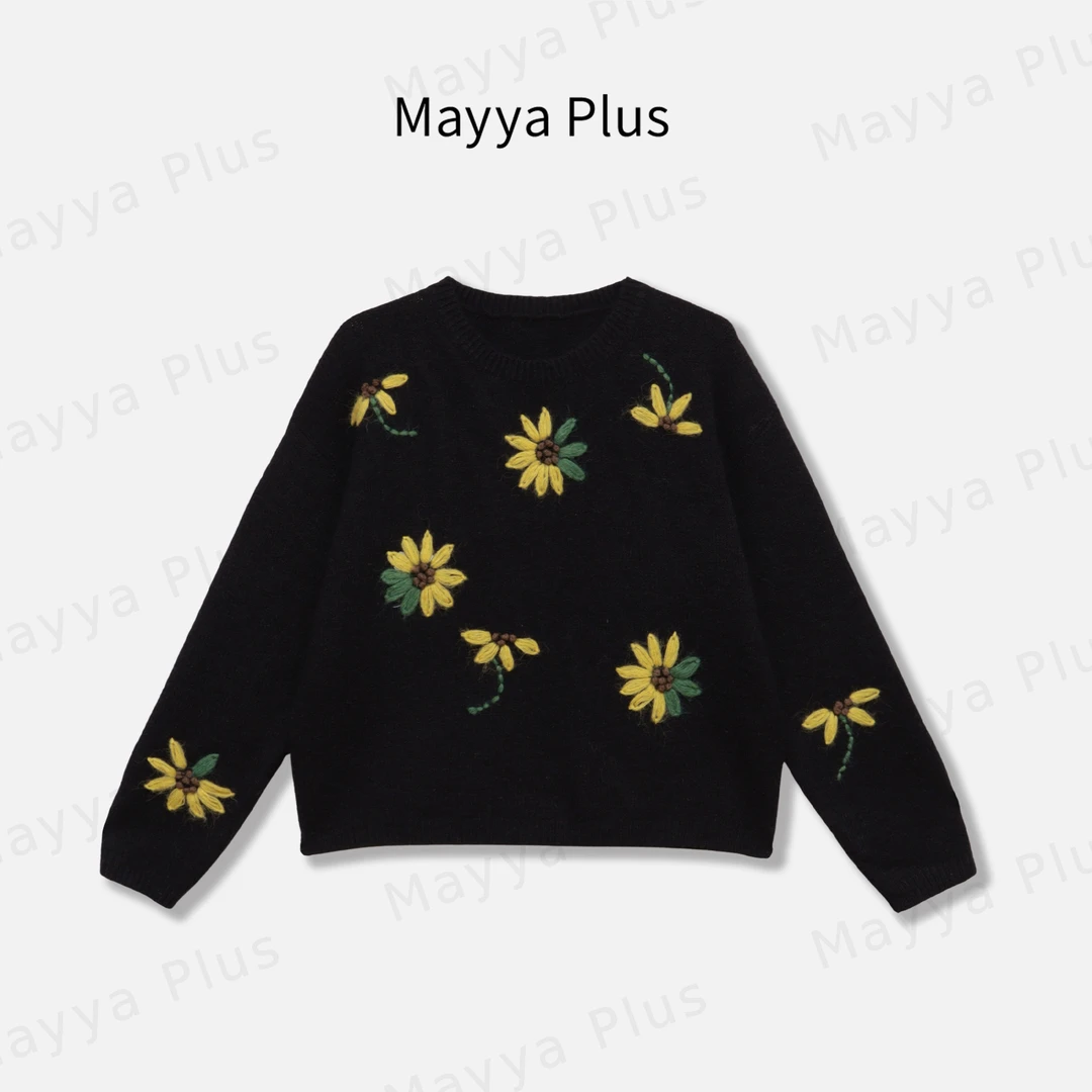 【花蜜】Mayya Plus麦芽定制气质显瘦毛茸茸毛织上衣32547511