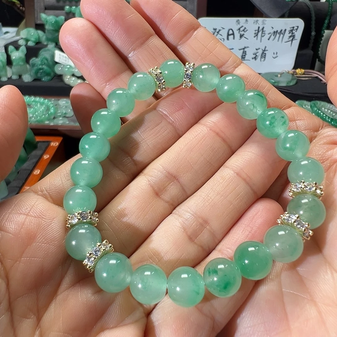 石英质玉（非洲翠）合金手链31号