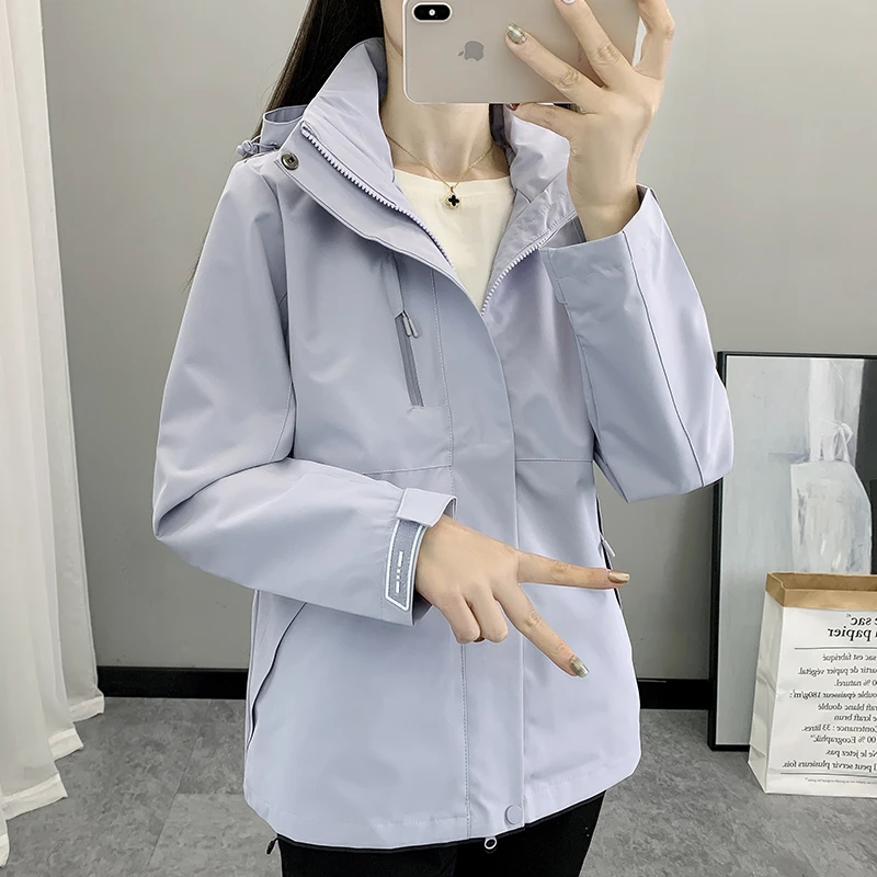 春秋季新款韩版单层冲锋衣女薄款户外防风防雨情侣登山服外套男士