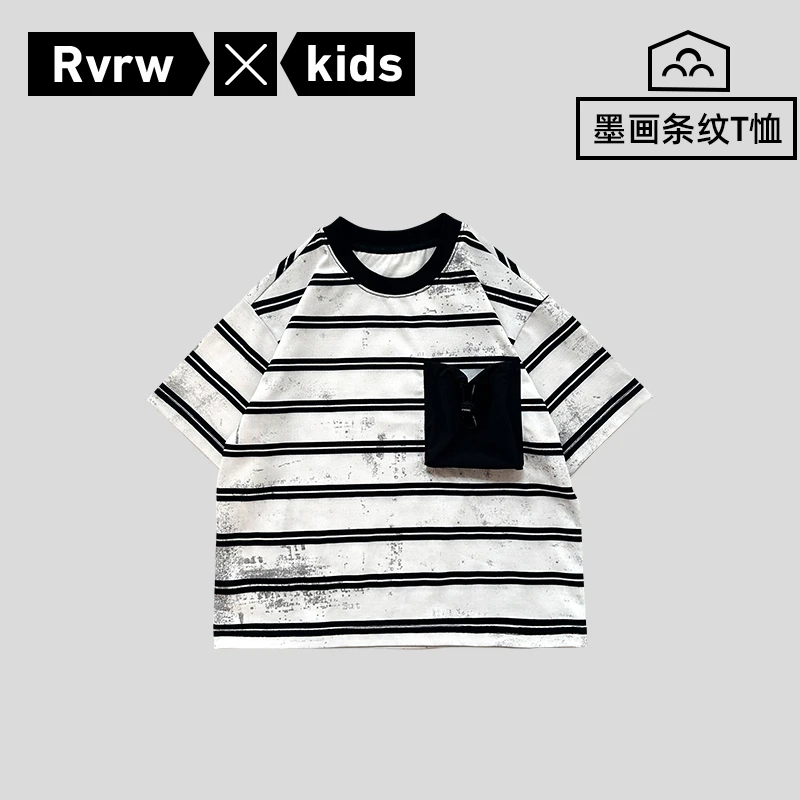 T恤春季新款条纹儿童休闲短袖中大童洋气百搭时尚童装 CY-HM408