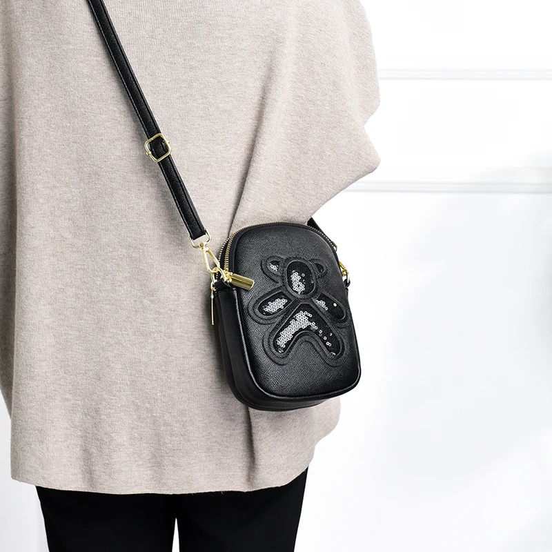 【当天发货】手机包2025百搭时尚休闲复古单肩斜挎手小包包小熊卡通