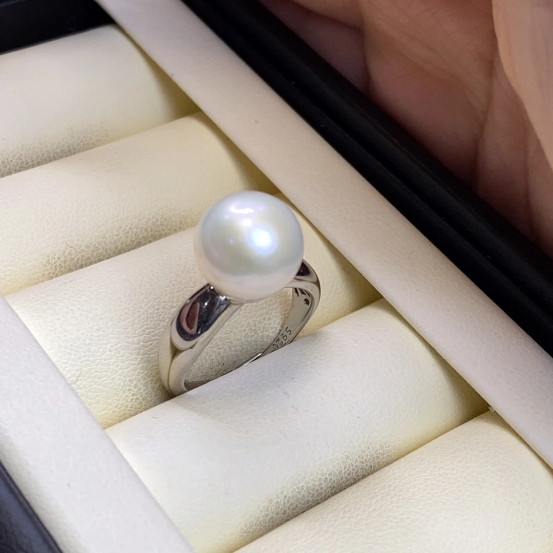 银S925镶嵌淡水珍珠戒指特价微瑕