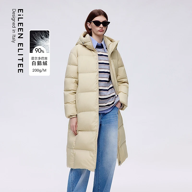 朗姿欧洲EiLEEN ELITEE保暖90白鹅绒长款羽绒服2025年冬季新款女