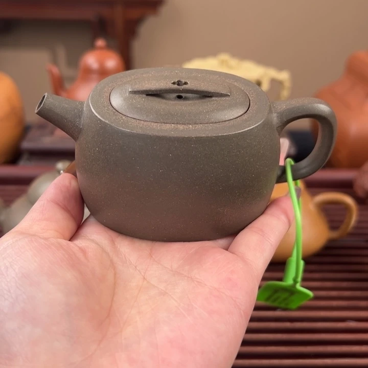 茶壶紫砂翠绿泥腰圆120cc