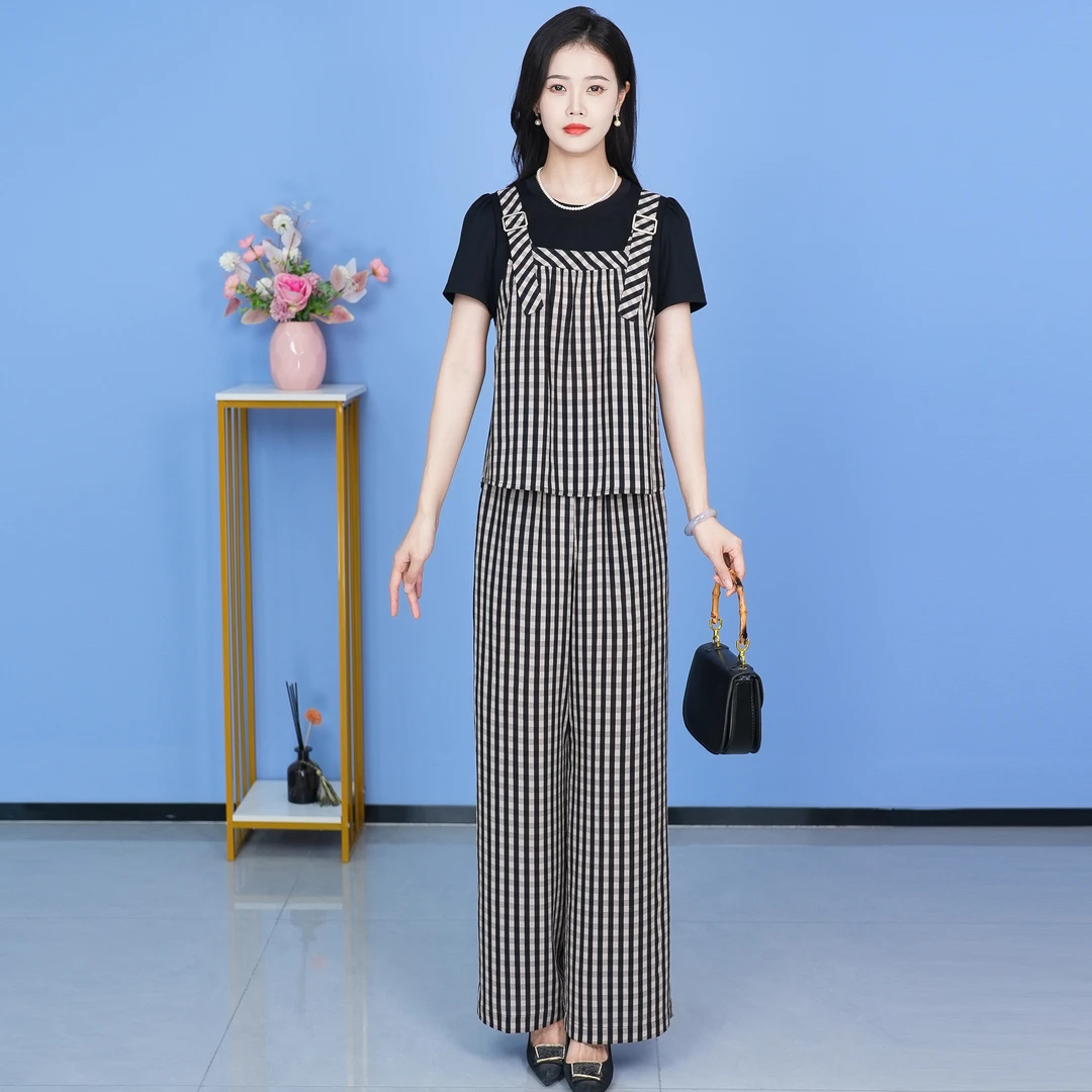 【SJYF1085】夏季新款套装裤两件套时尚优雅减龄洋气套装