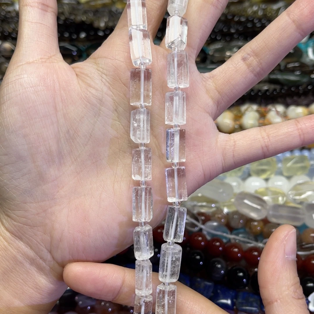 玛瑙/玉髓散珠天然白水晶卡9✖️14.7长条38厘米