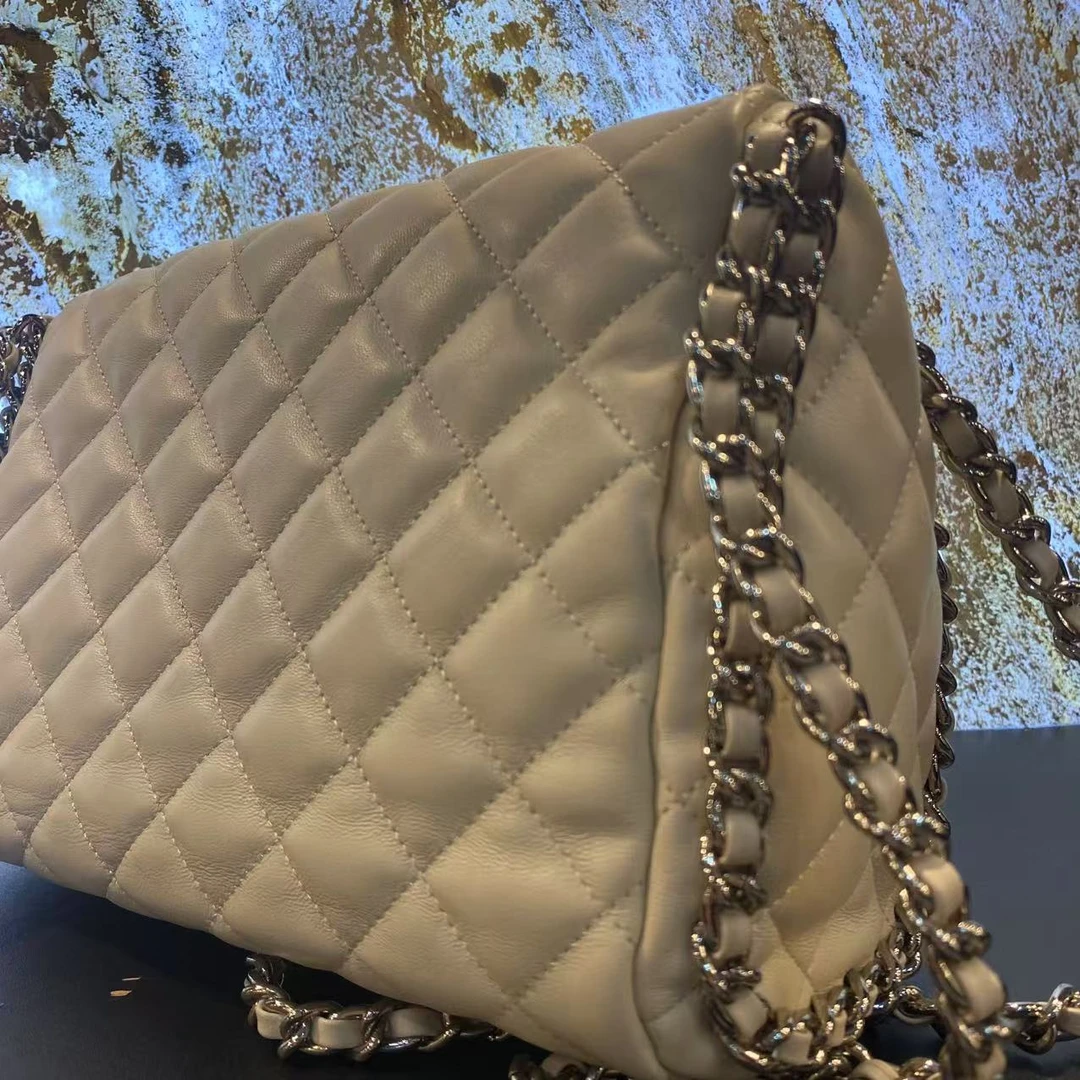 HIRMRIS手工真皮包25-551359-米白 包边折口香