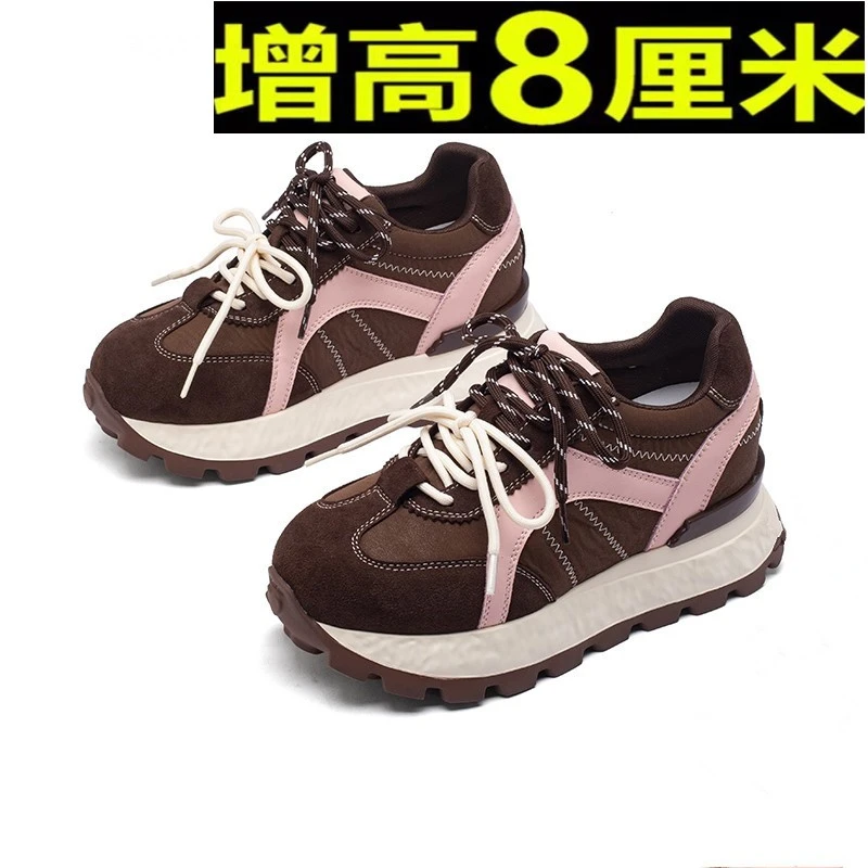 2025秋款休闲鞋休闲风小众增高平跟皮鞋女鞋时尚休闲鞋德训鞋单鞋