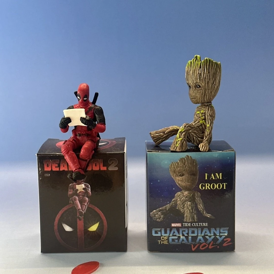 漫威X战警第二部死侍看书格鲁特经典手办桌面机箱摆件生日礼物