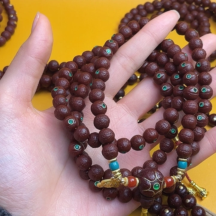 半***多吊坠凤眼菩提金圈绿石镶嵌55