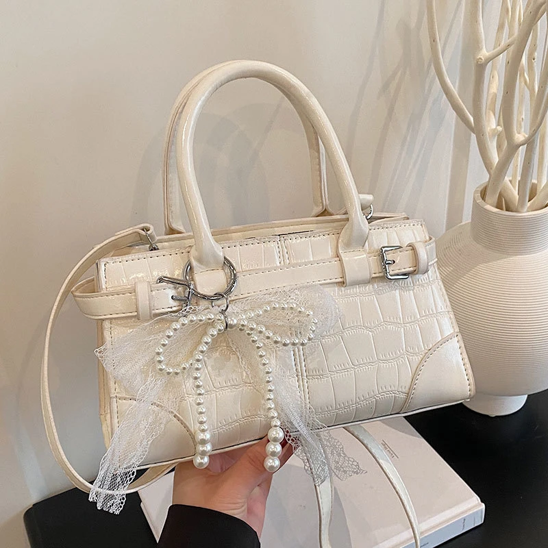 2025早春新款高级感石头纹手提凯莉包气质洋气百搭欧若风斜挎A834