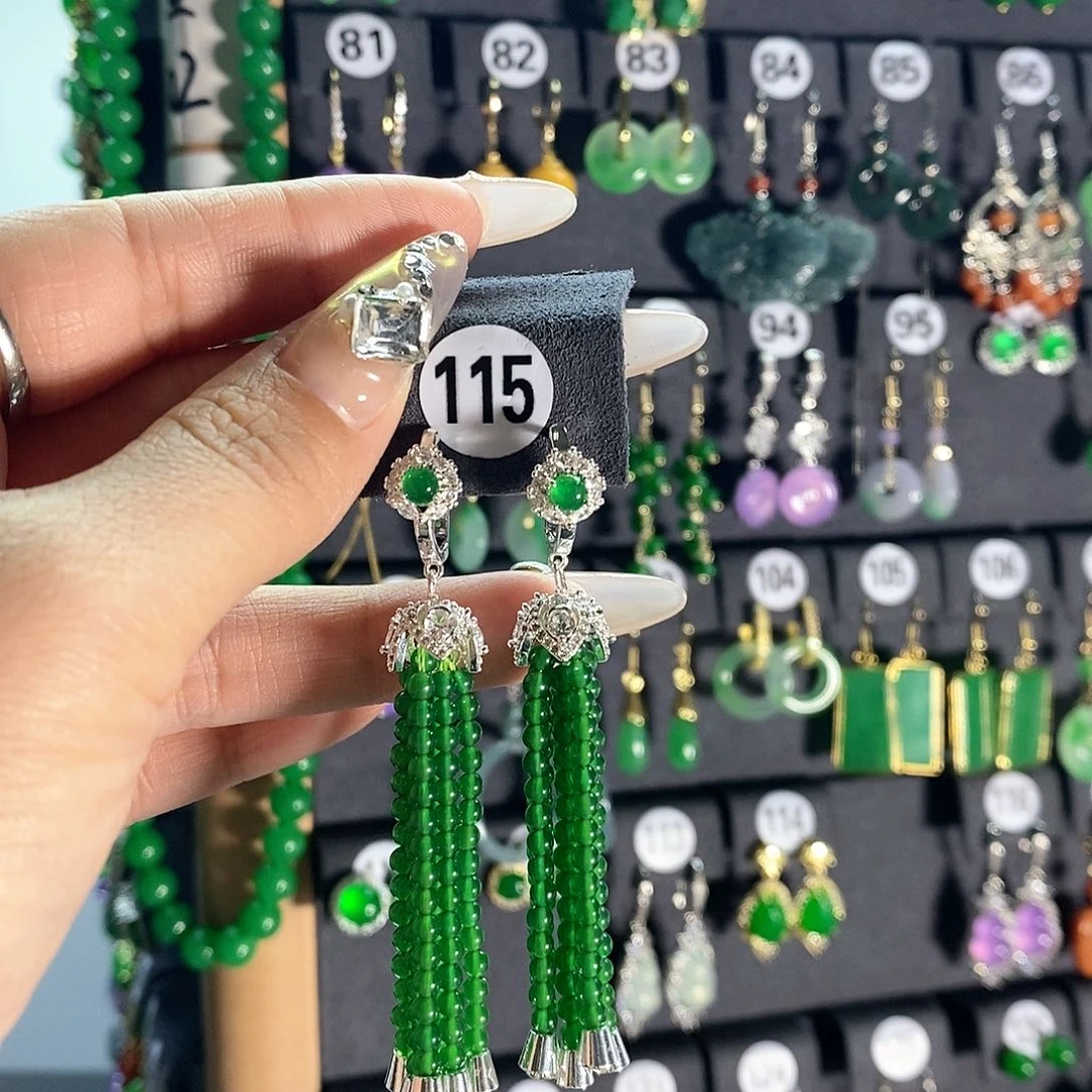 翡翠耳饰银S925镶嵌……