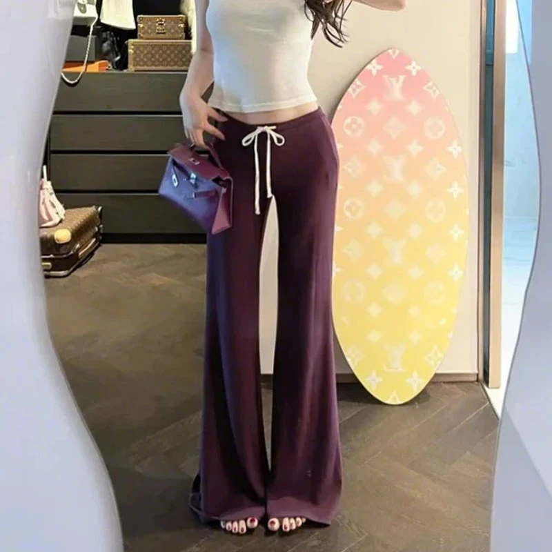 春秋季新款垂垂裤中低腰阔腿休闲裤女软糯舒适百搭宽松显瘦遛弯裤