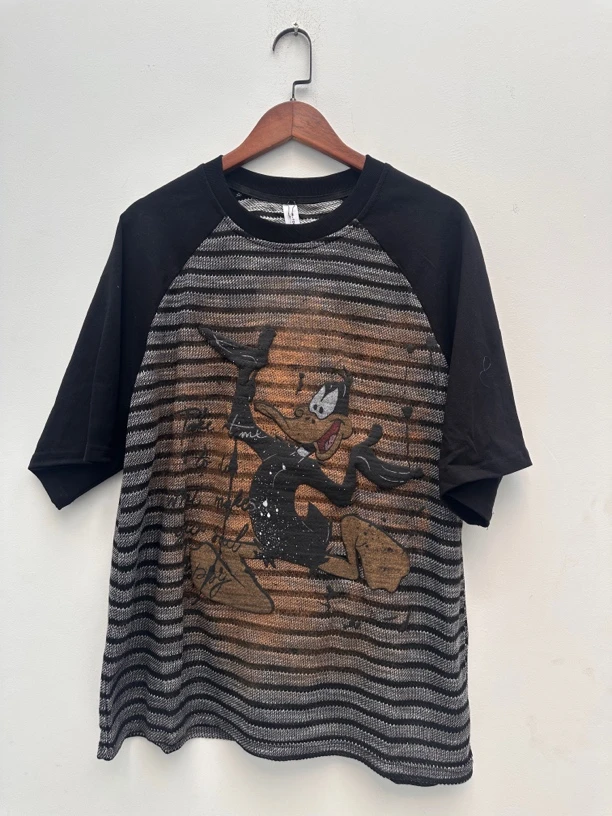 美式高街做旧卡通印花短袖T恤