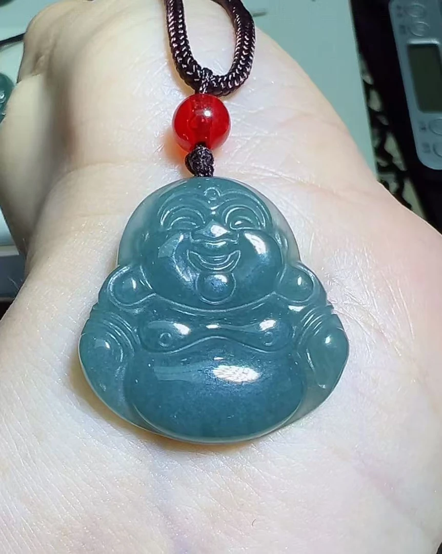 A5342-A货翡翠佛公-配绳