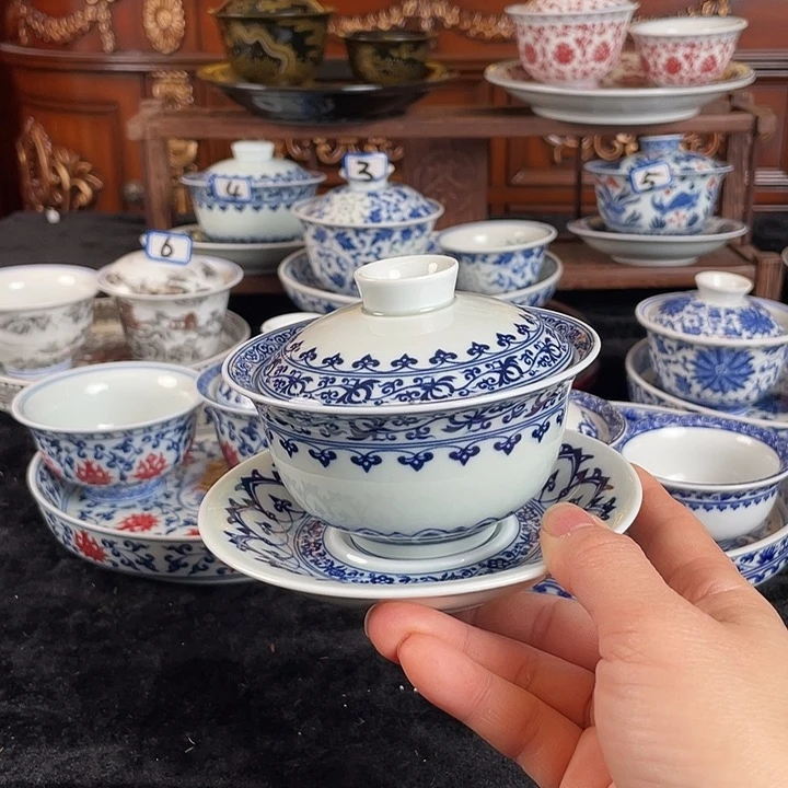 宝相花三才盖碗景德镇